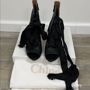 Chloe peep toe lace up ankle bootie